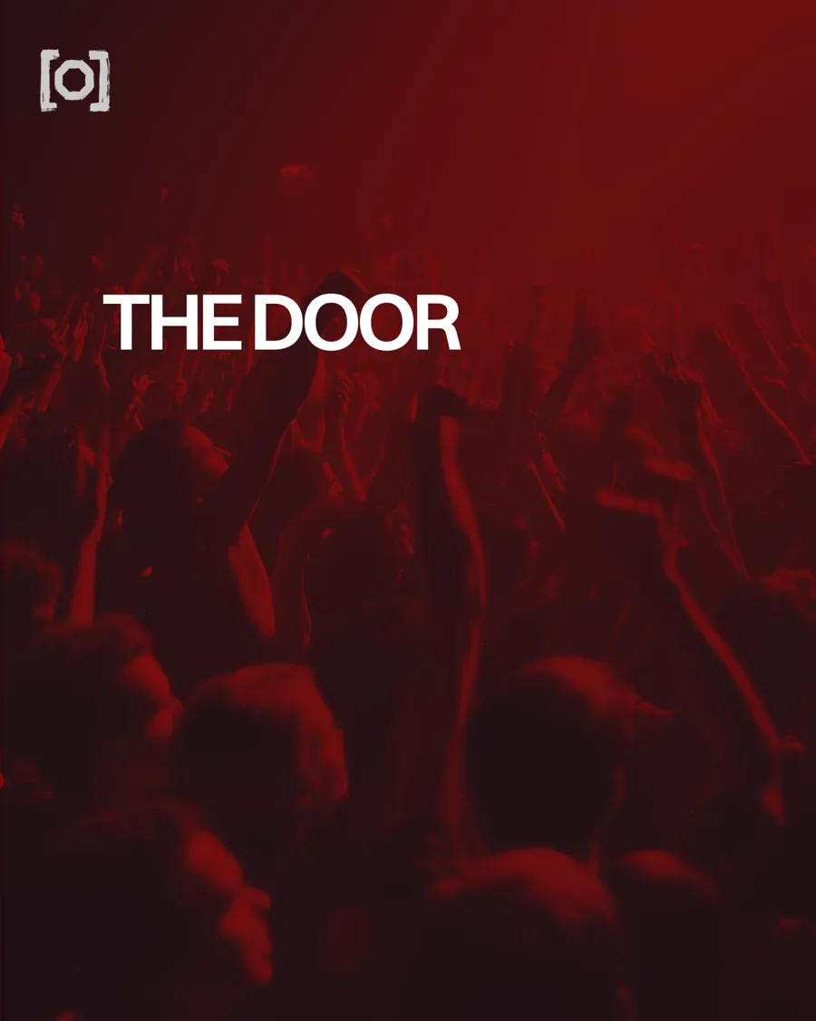 THE DOOR: the crowd at the door in red light